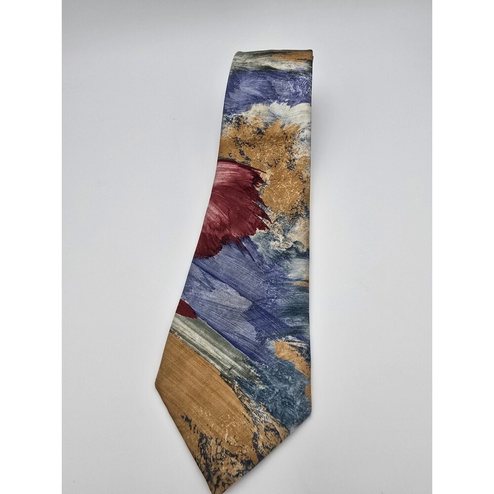 Vintage Wembley Starshine Prints Abstract Painterly Geometric Polyester Tie USA